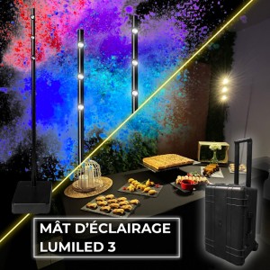 Mât d'éclairage sur batterie 3x1W